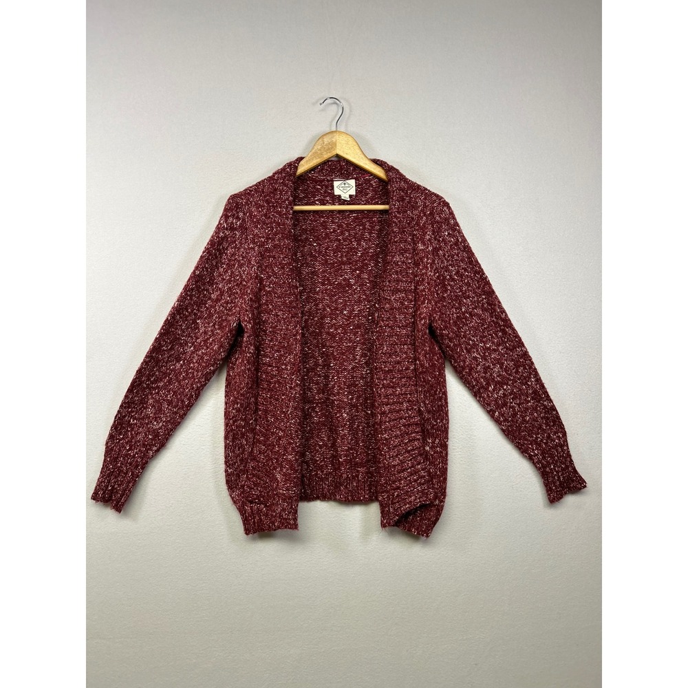 Cozy Cabin St. John's Bay Womens XL Burgundy Marled Open Front Cardigan Sweater